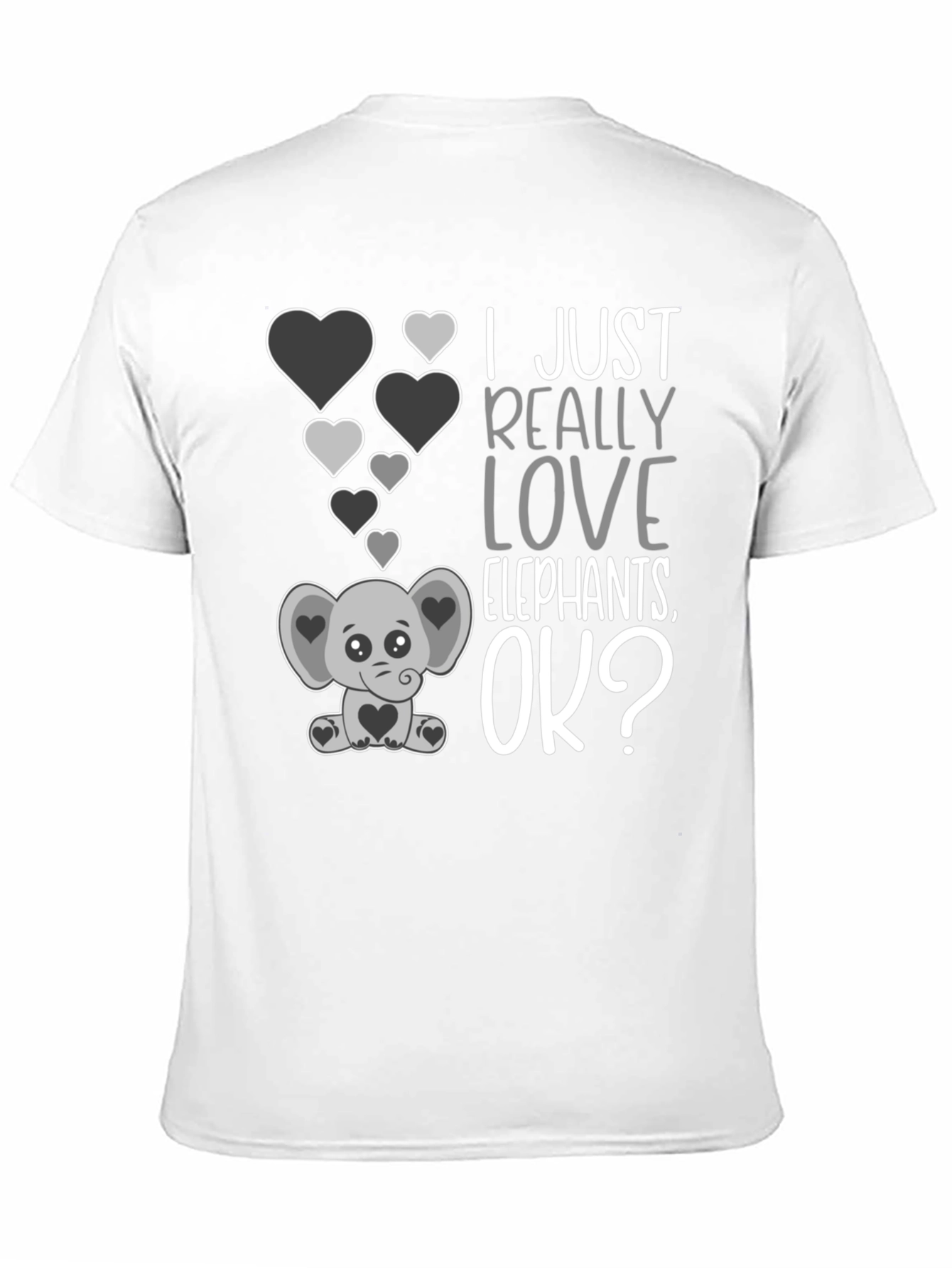 I Love Elephants Black Graphic Tee
