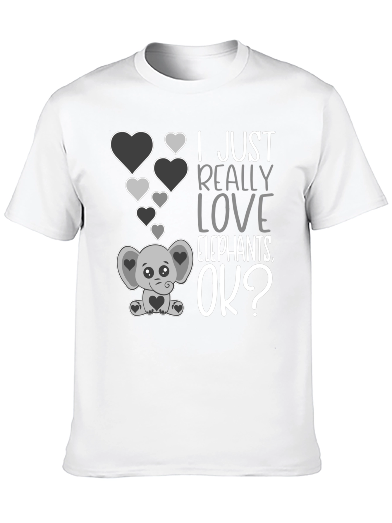 I Love Elephants Black Graphic Tee