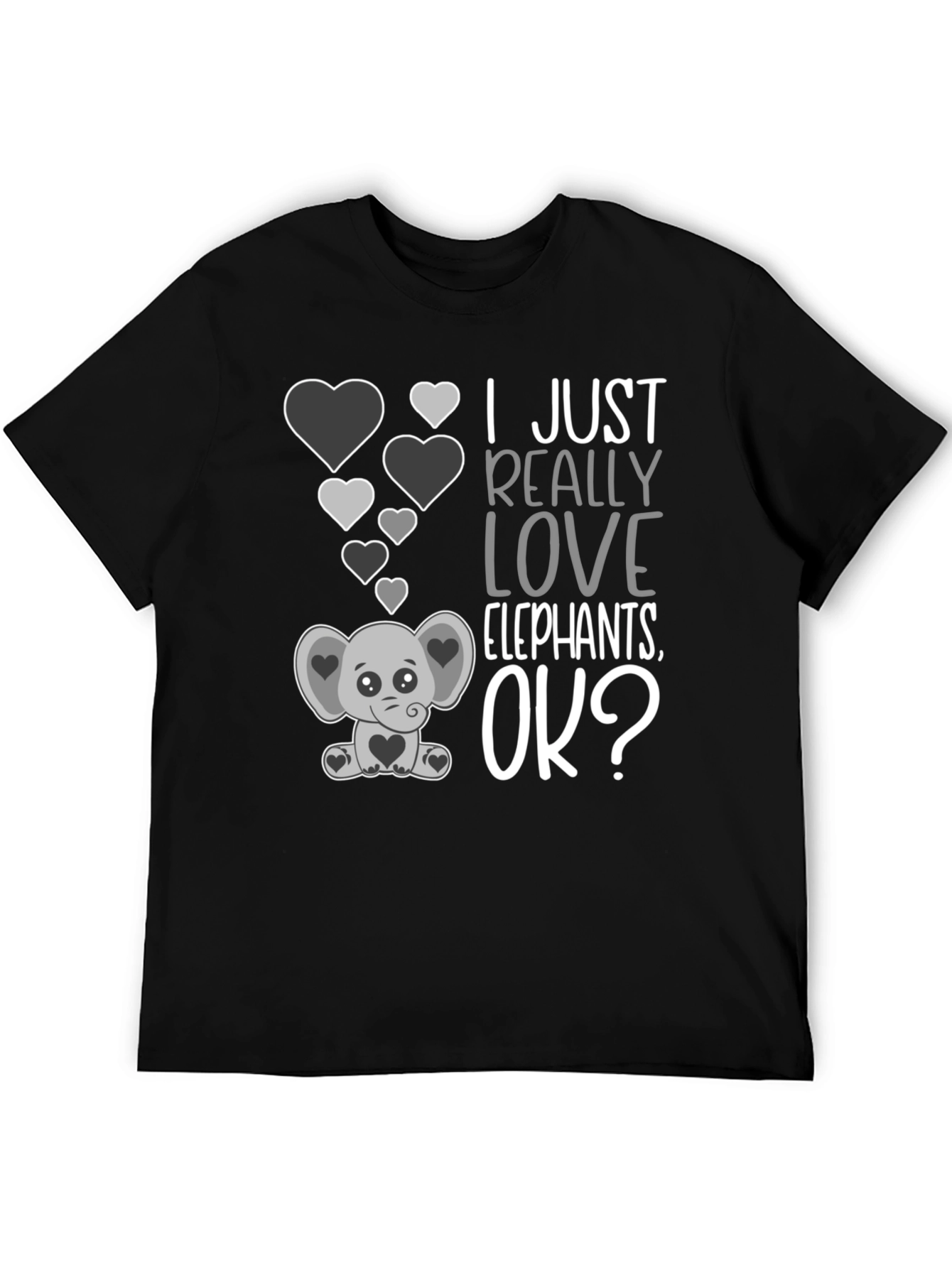 I Love Elephants Black Graphic Tee
