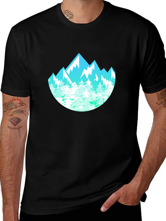 Abstract Mountain Graphic Tee - Black