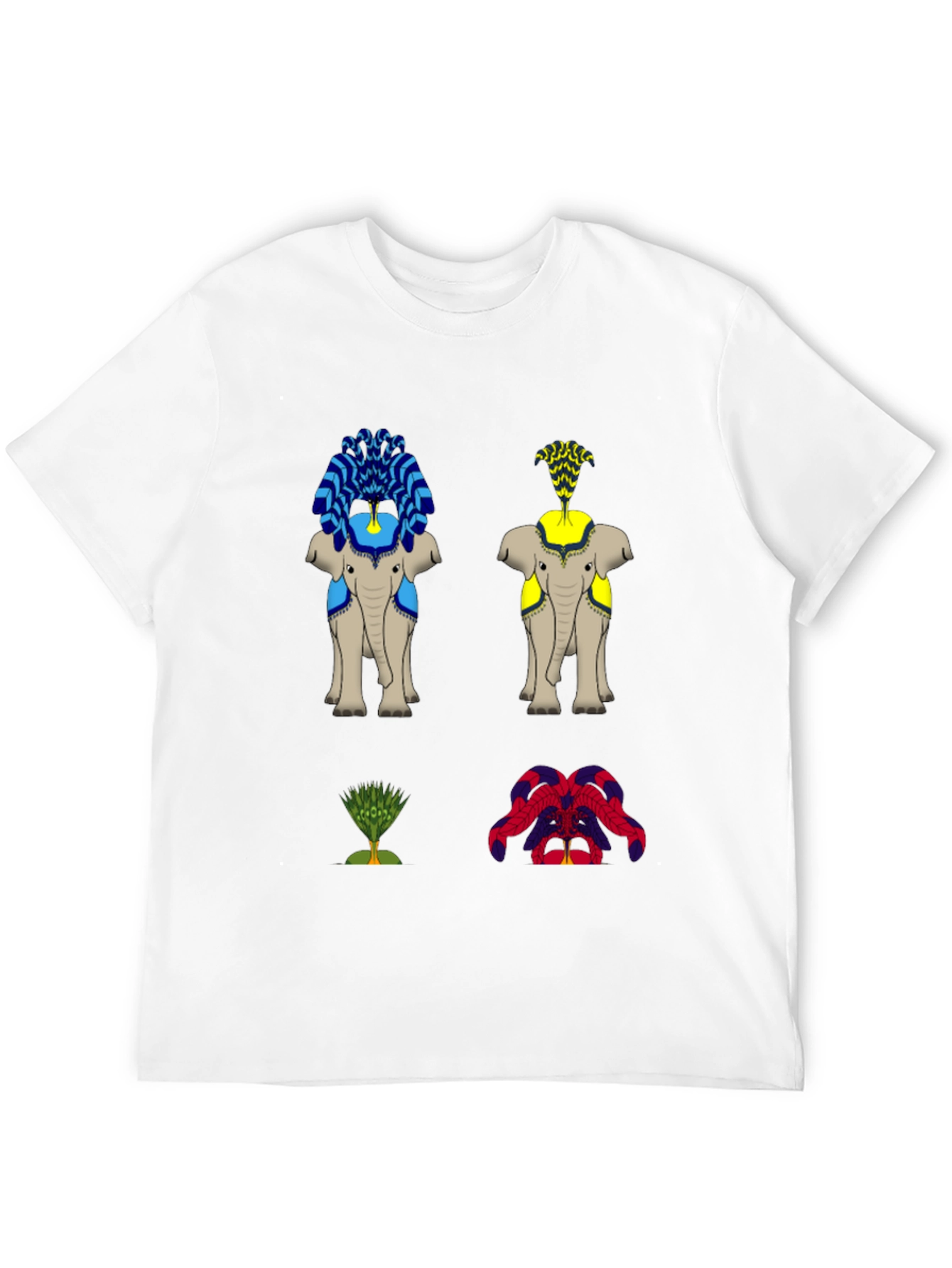 Elephant Art Print Black T-Shirt