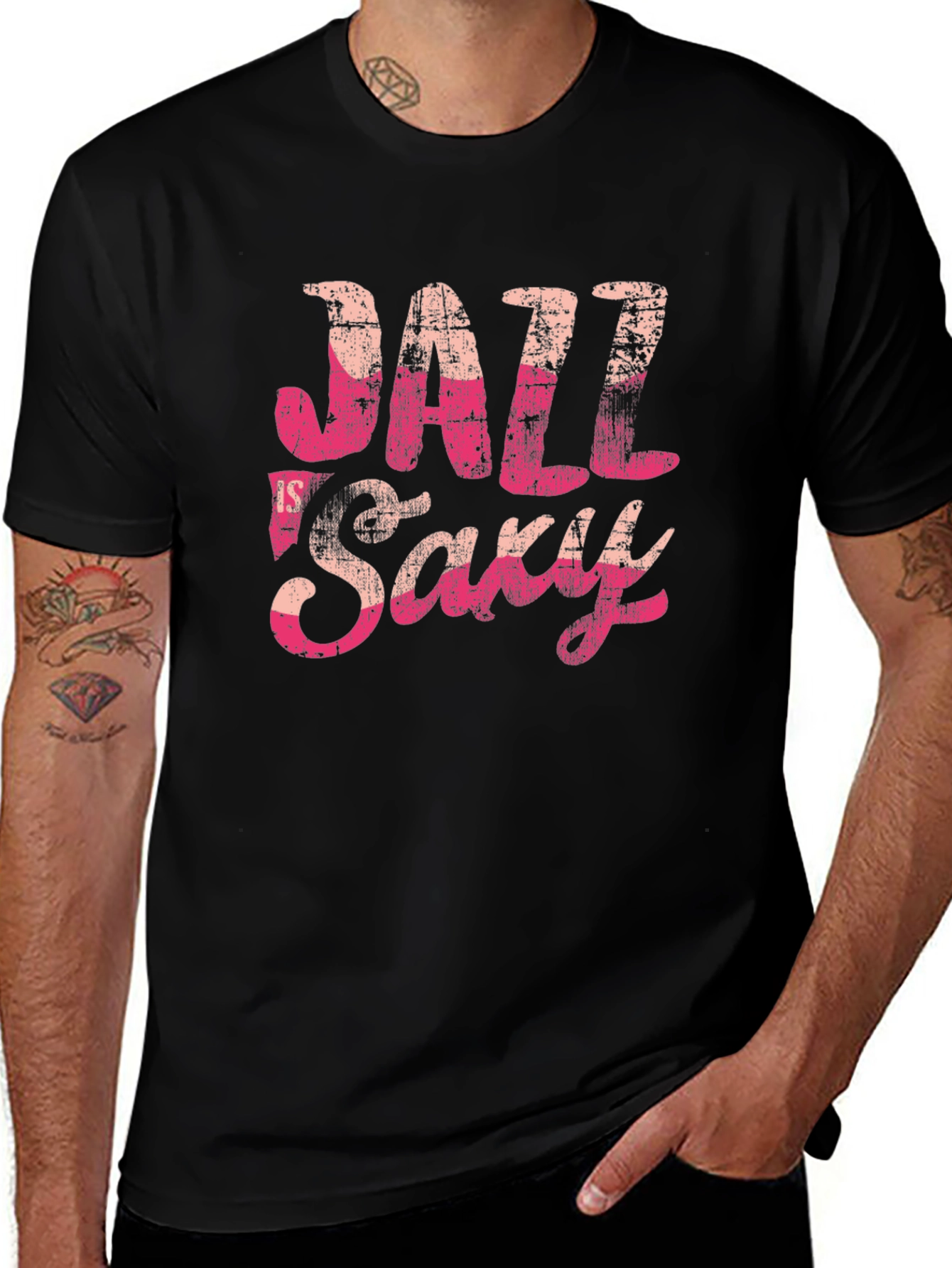 Jazz Saxy Graphic T-Shirt - Black Cotton Tee