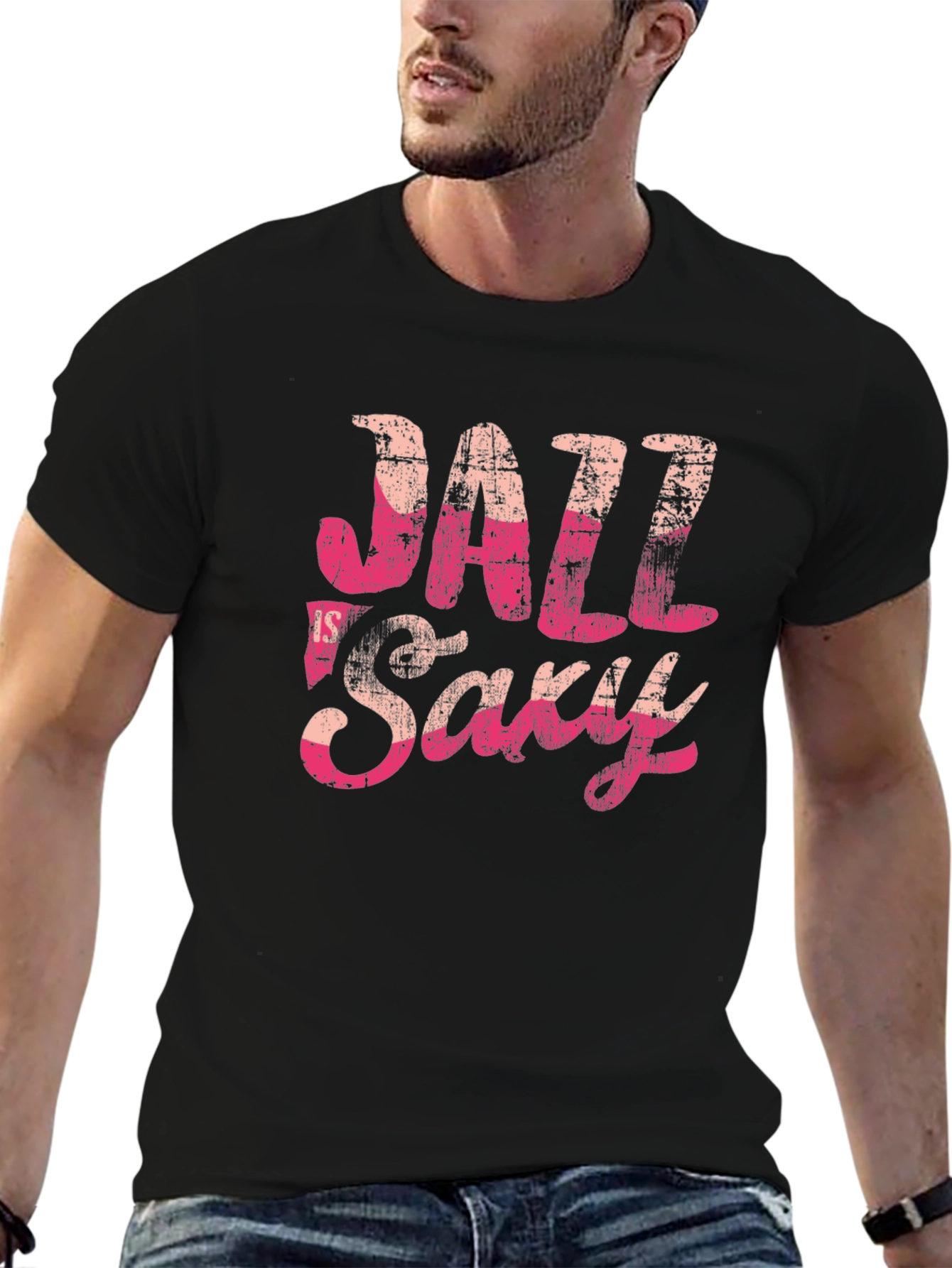 Jazz Saxy Graphic T-Shirt - Black Cotton Tee