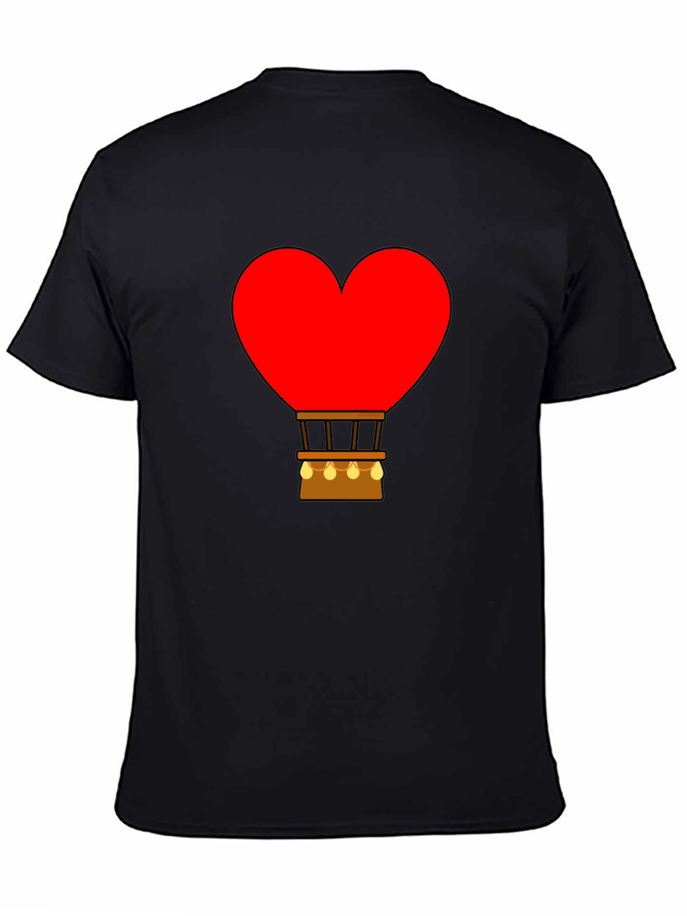 Heart Hot Air Balloon Graphic Tee - Black
