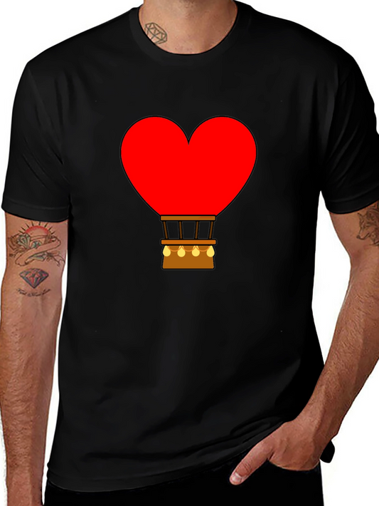 Heart Hot Air Balloon Graphic Tee - Black