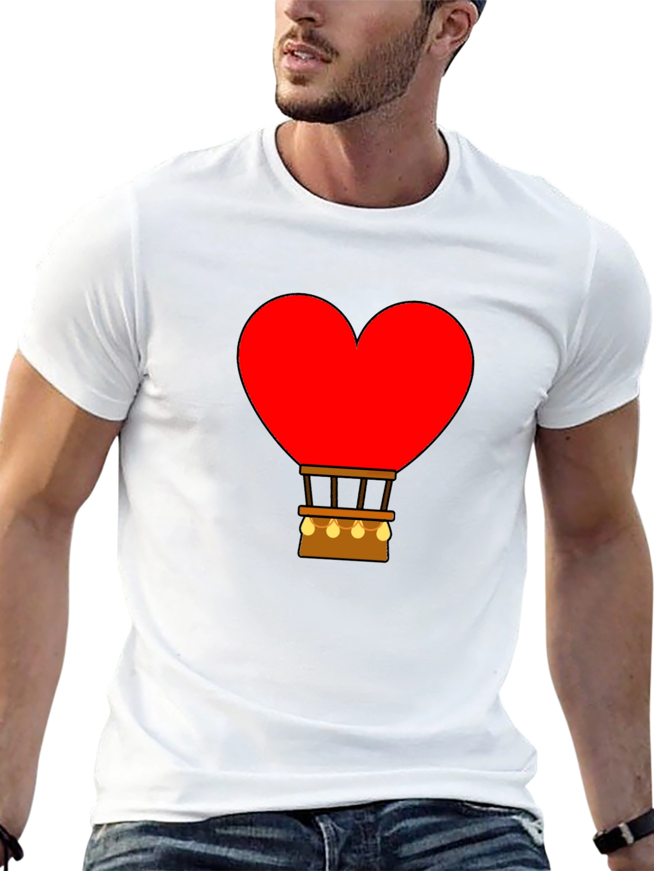 Heart Hot Air Balloon Graphic Tee - Black