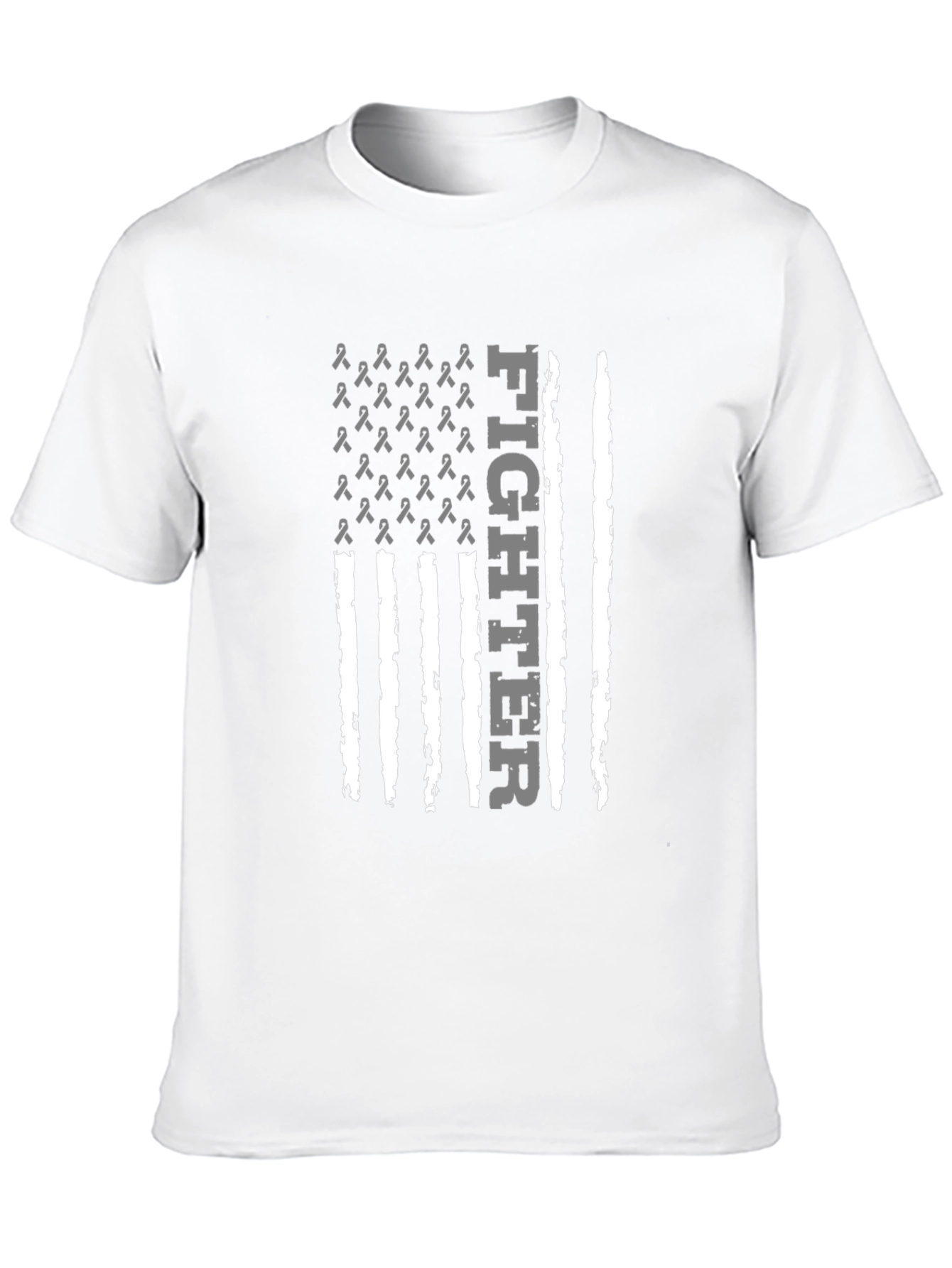 Fighter Ribbon Flag Graphic Tee - Black Cotton T-Shirt
