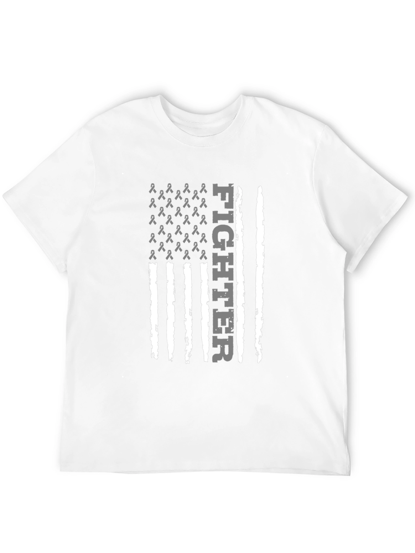 Fighter Ribbon Flag Graphic Tee - Black Cotton T-Shirt