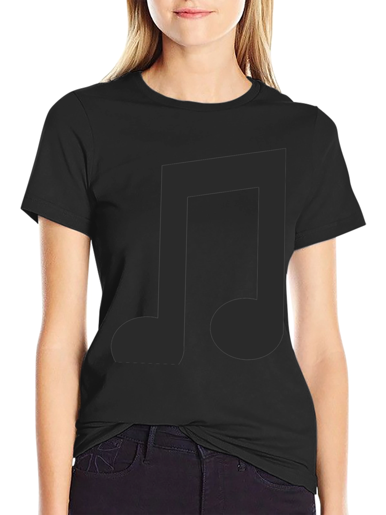 Musical Note Graphic Black T-Shirt