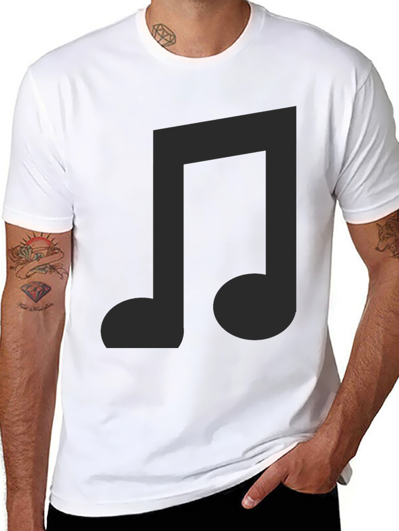 Musical Note Graphic Black T-Shirt