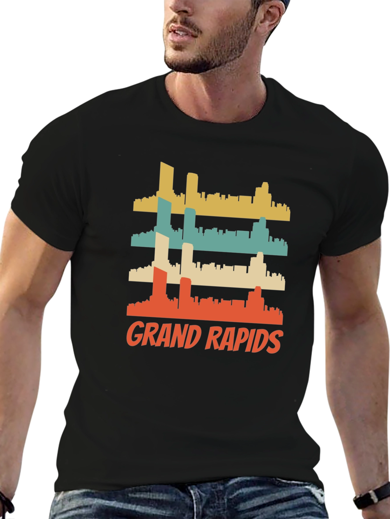 Grand Rapids Retro Skyline Graphic T-Shirt