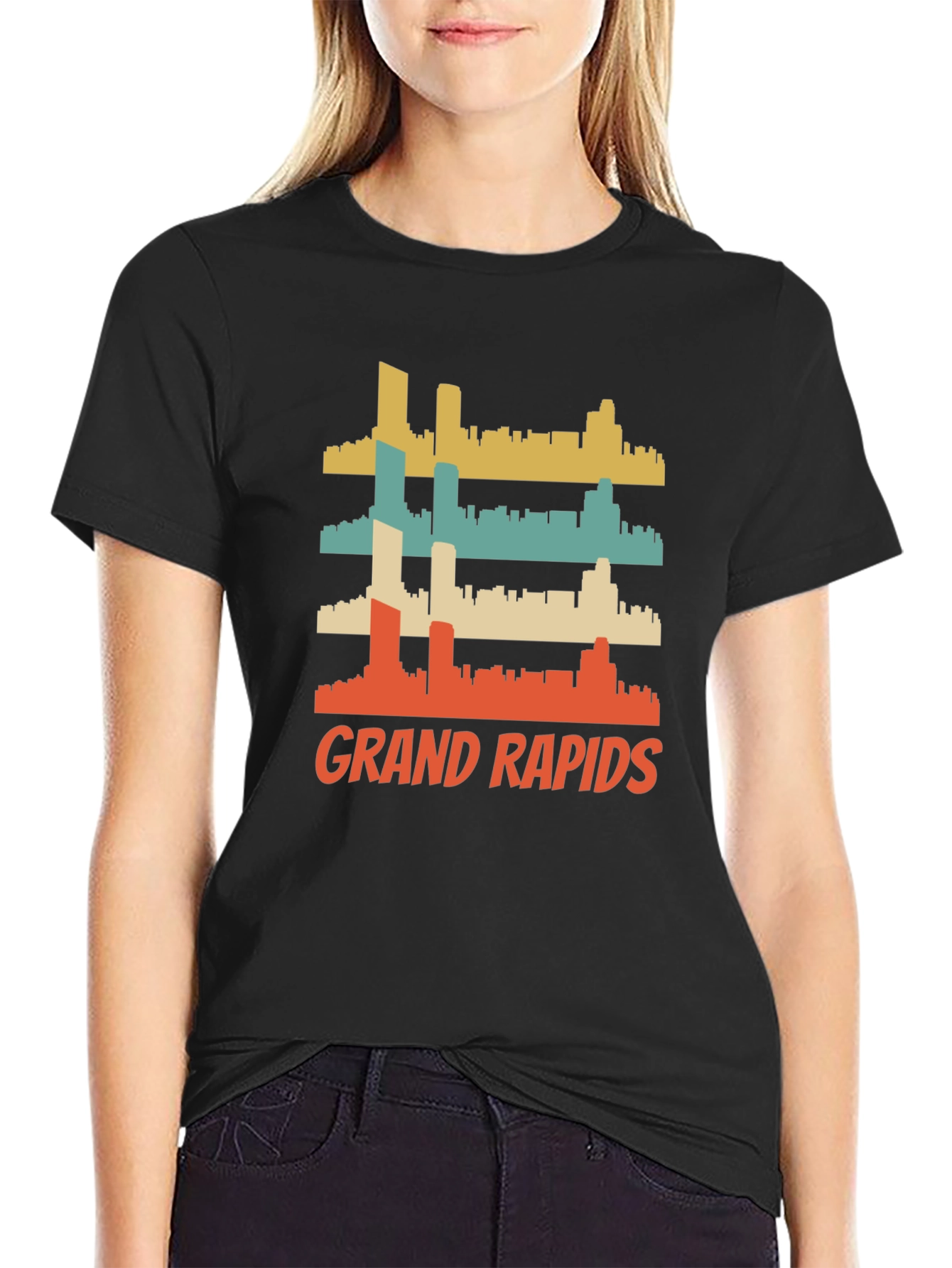 Grand Rapids Retro Skyline Graphic T-Shirt