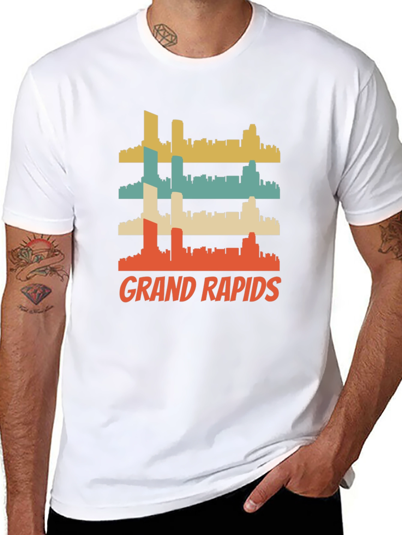 Grand Rapids Retro Skyline Graphic T-Shirt
