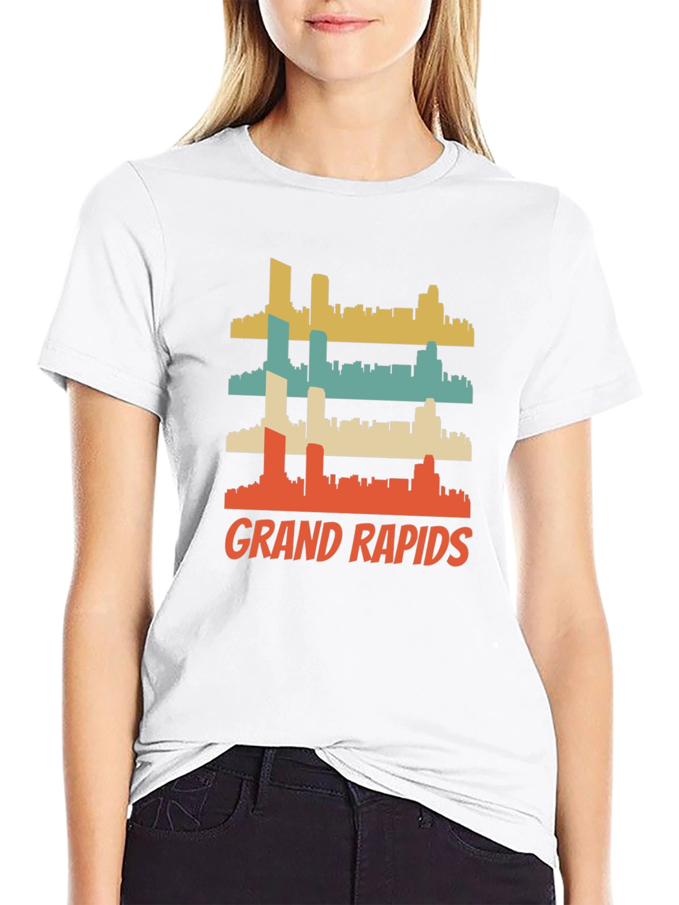 Grand Rapids Retro Skyline Graphic T-Shirt
