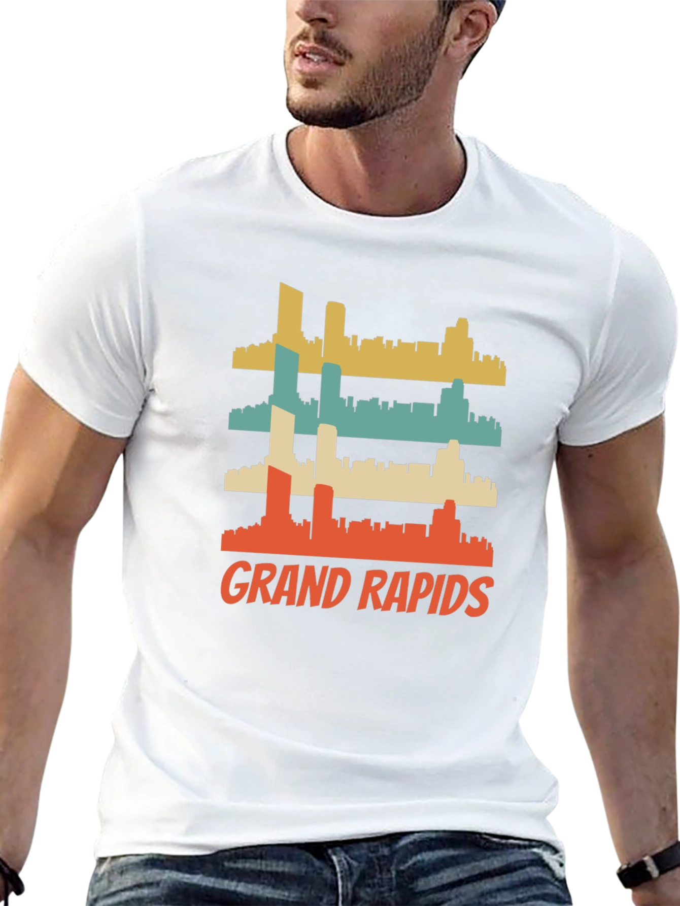 Grand Rapids Retro Skyline Graphic T-Shirt