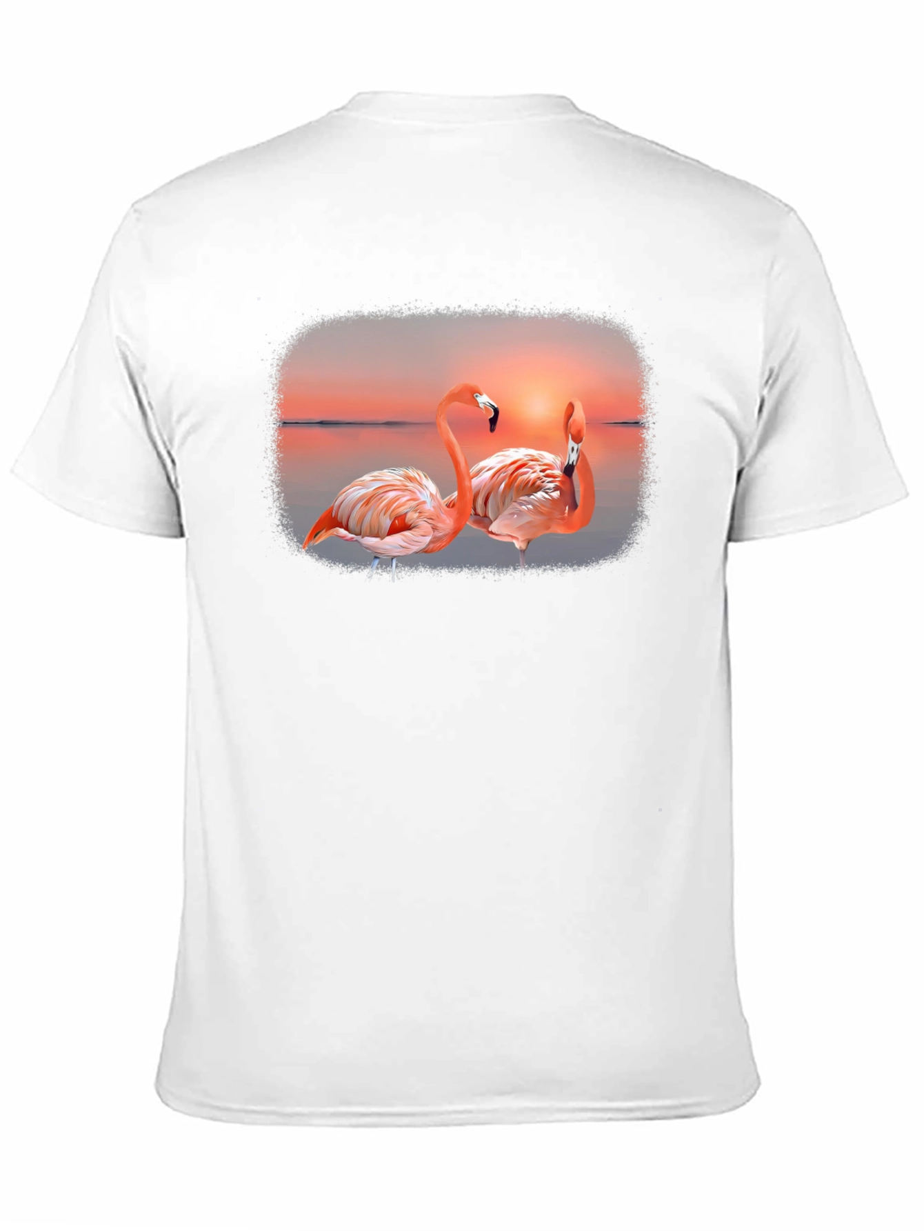 Flamingo Sunset Graphic Tee - Black Cotton T-Shirt