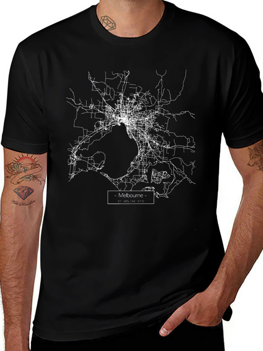 Melbourne Map T-Shirt - City Street Design