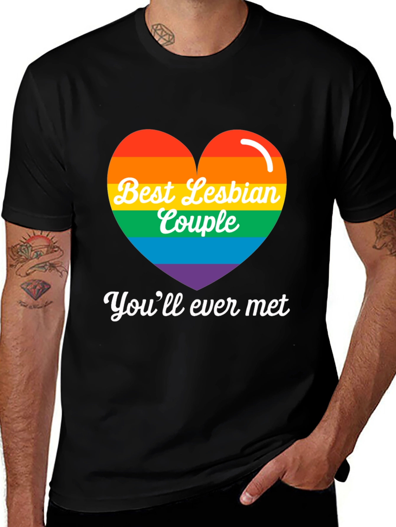 Best Lesbian Couple Rainbow Heart Tee
