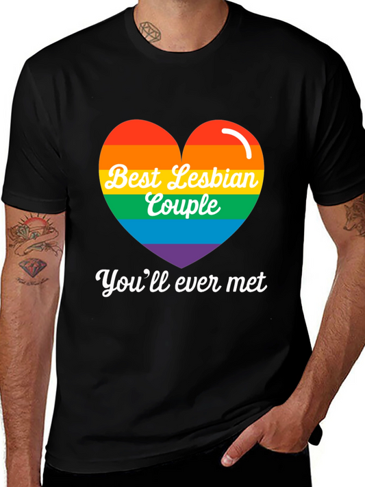 Best Lesbian Couple Rainbow Heart Tee