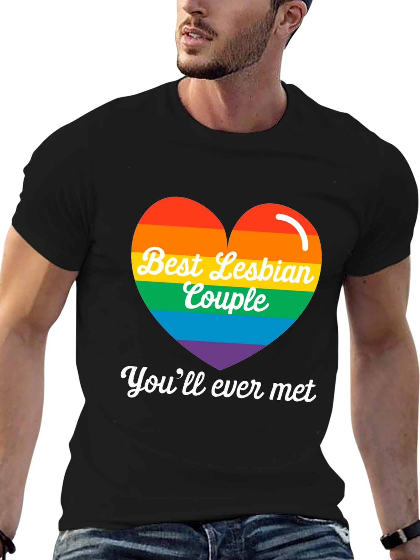 Best Lesbian Couple Rainbow Heart Tee