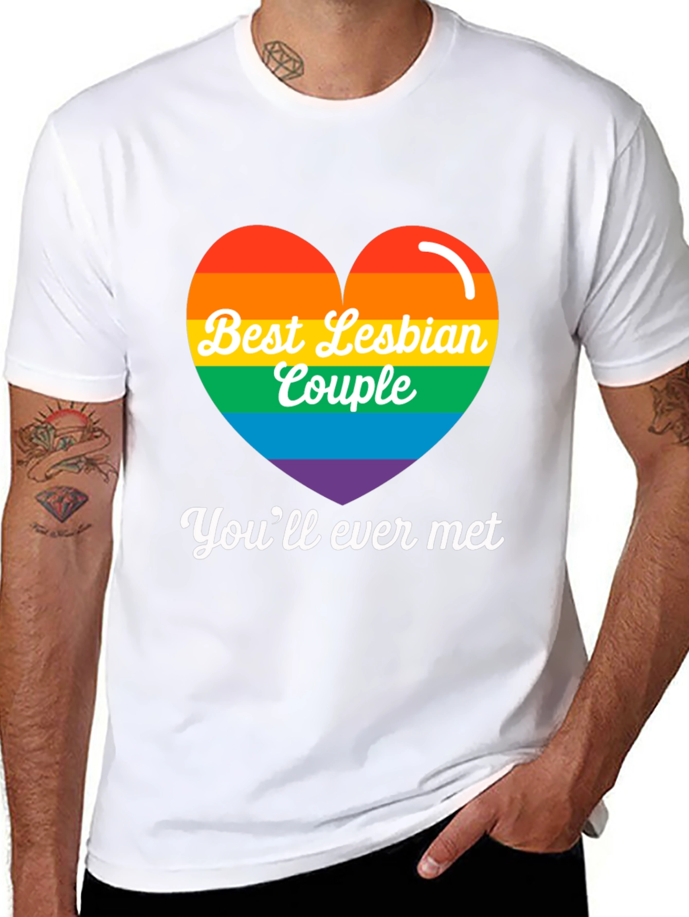 Best Lesbian Couple Rainbow Heart Tee