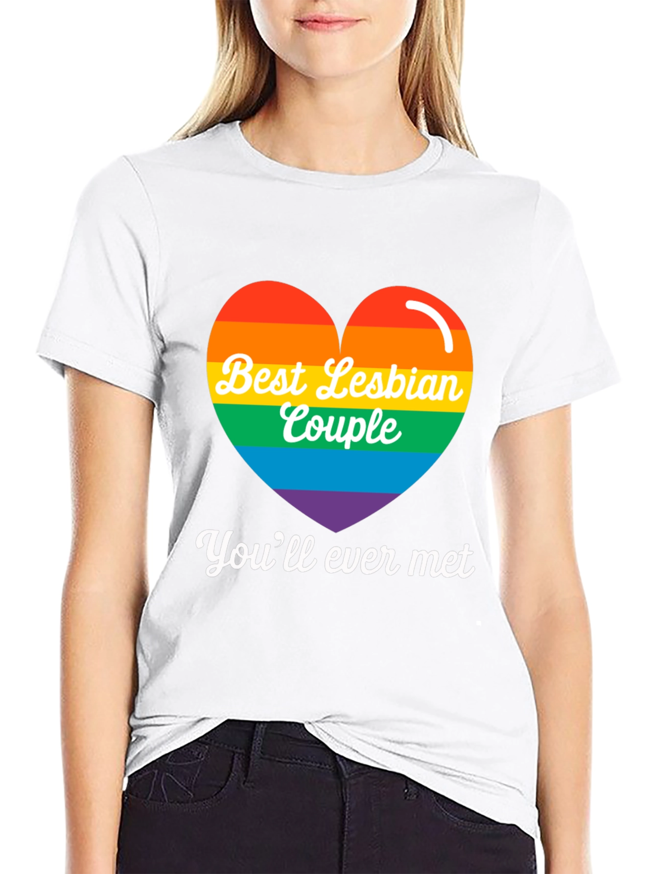 Best Lesbian Couple Rainbow Heart Tee
