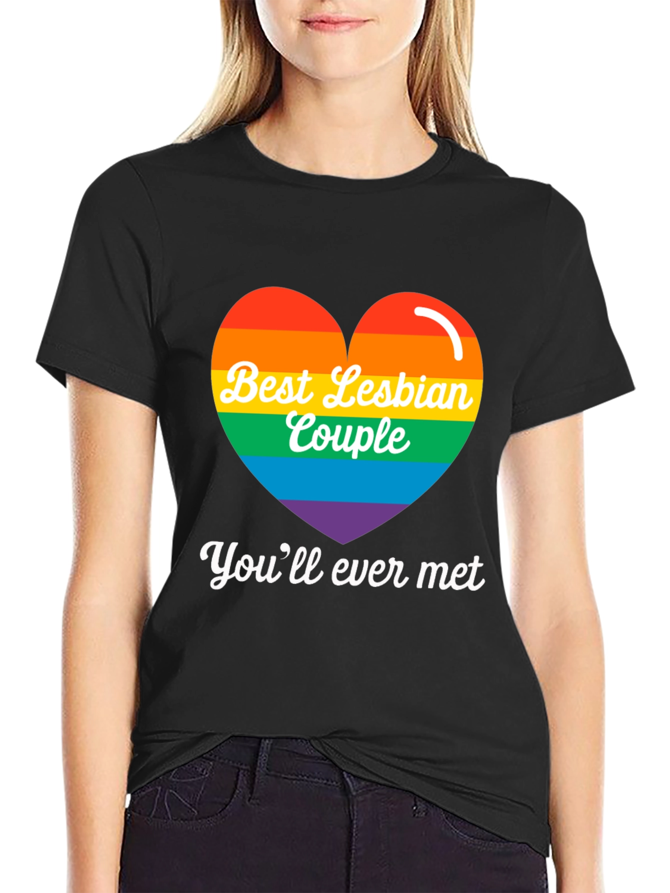 Best Lesbian Couple Rainbow Heart Tee
