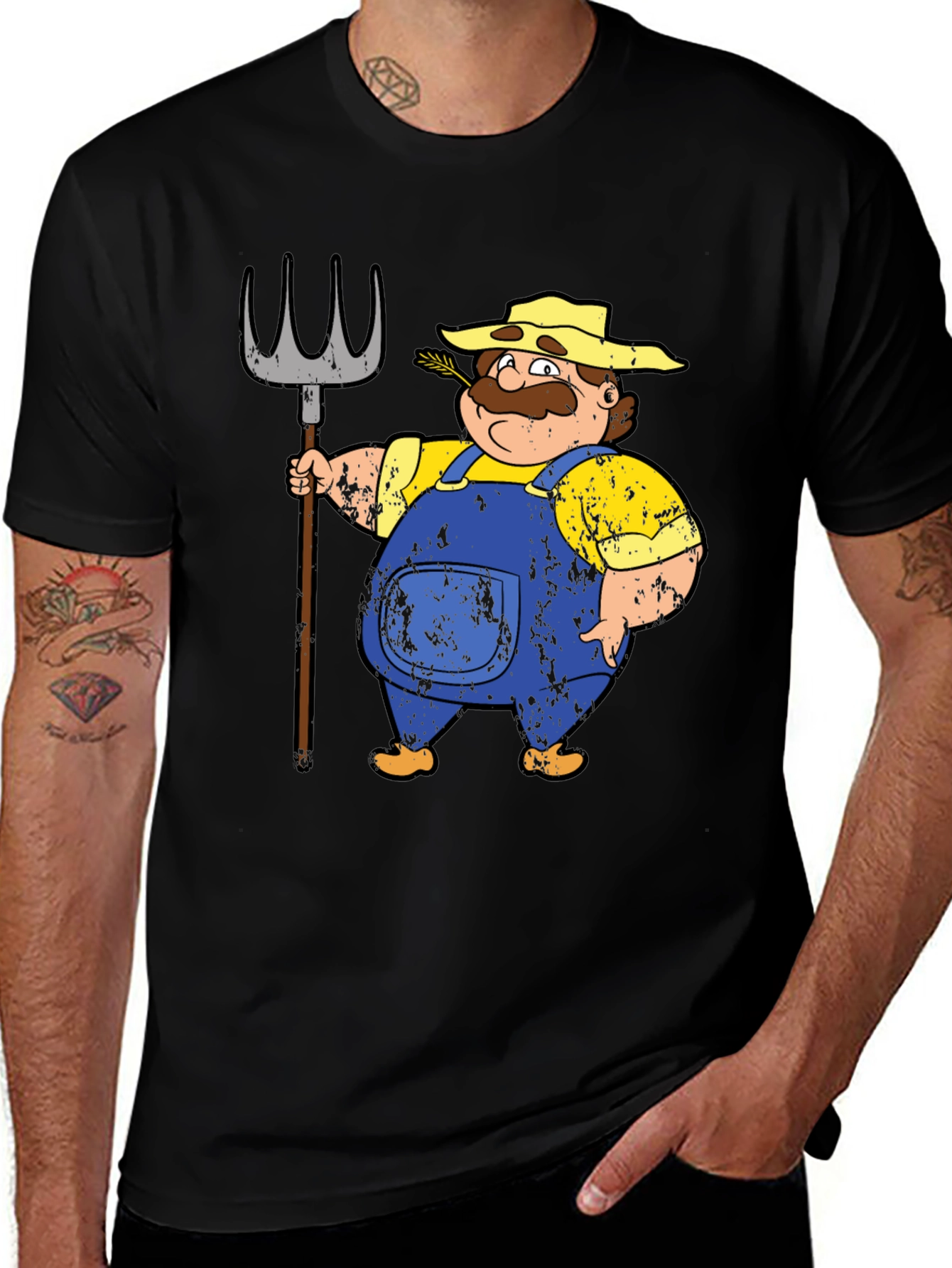 Farmer Cartoon T-Shirt - Mens Graphic Tee