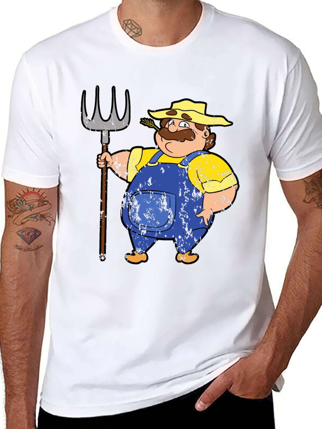 Farmer Cartoon T-Shirt - Mens Graphic Tee
