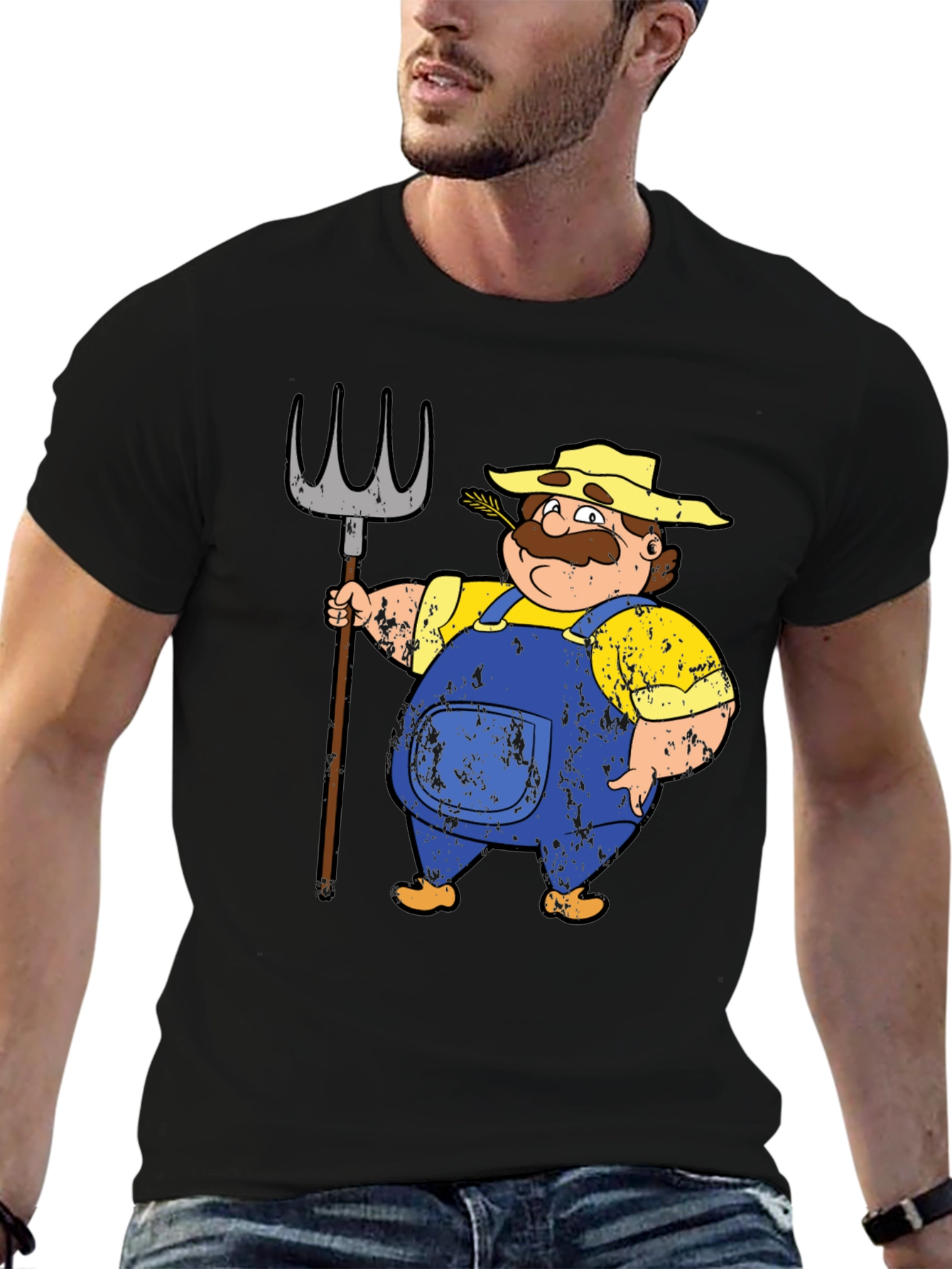 Farmer Cartoon T-Shirt - Mens Graphic Tee