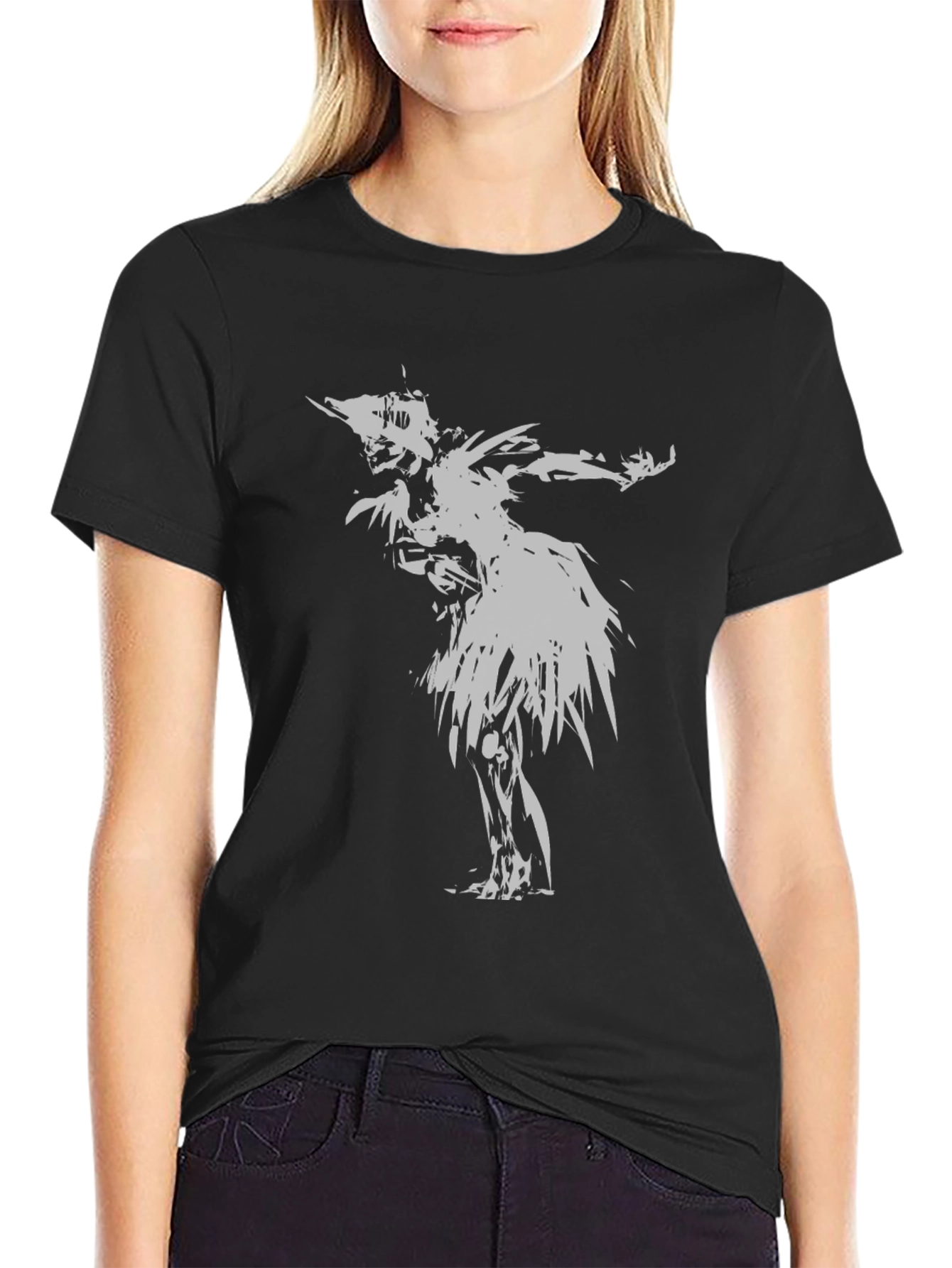 Abstract Graphic Print Black Crew Neck T-Shirt