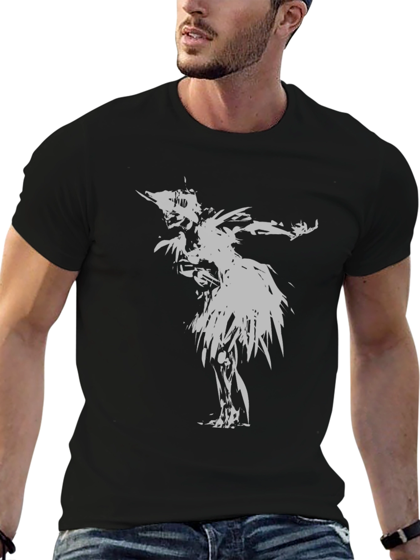 Abstract Graphic Print Black Crew Neck T-Shirt