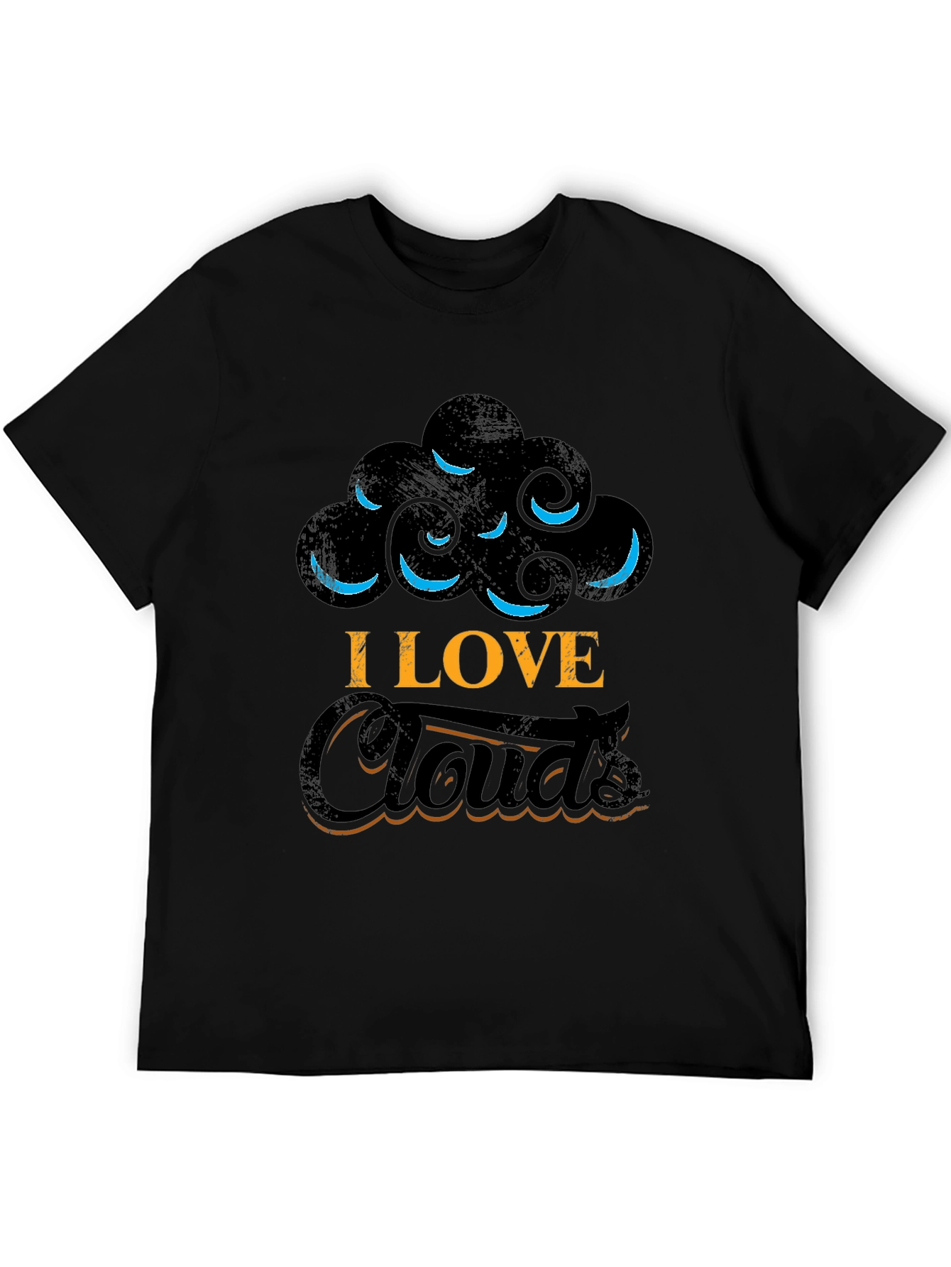 I Love Clouds Graphic Tee - Black Cotton T-Shirt