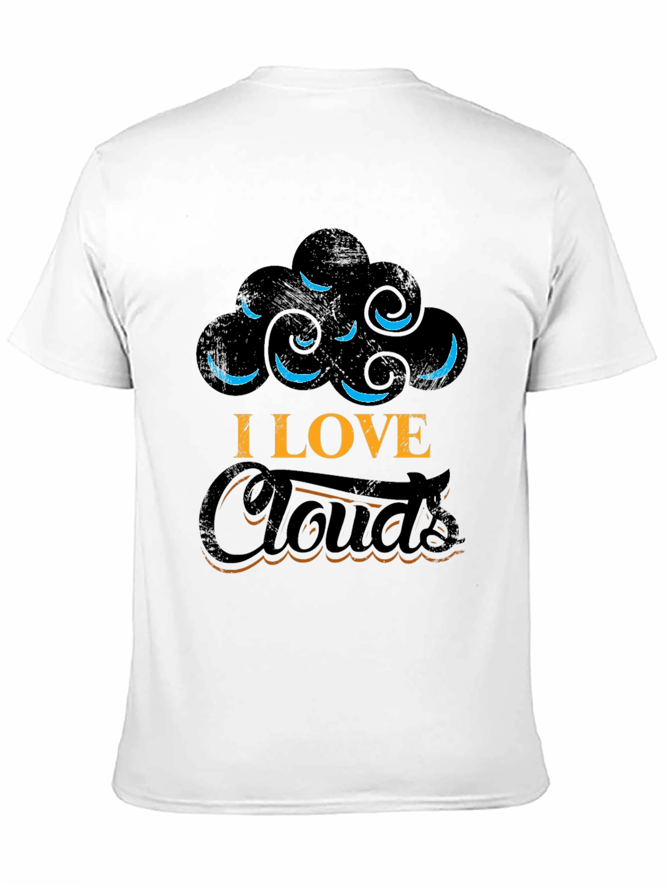 I Love Clouds Graphic Tee - Black Cotton T-Shirt
