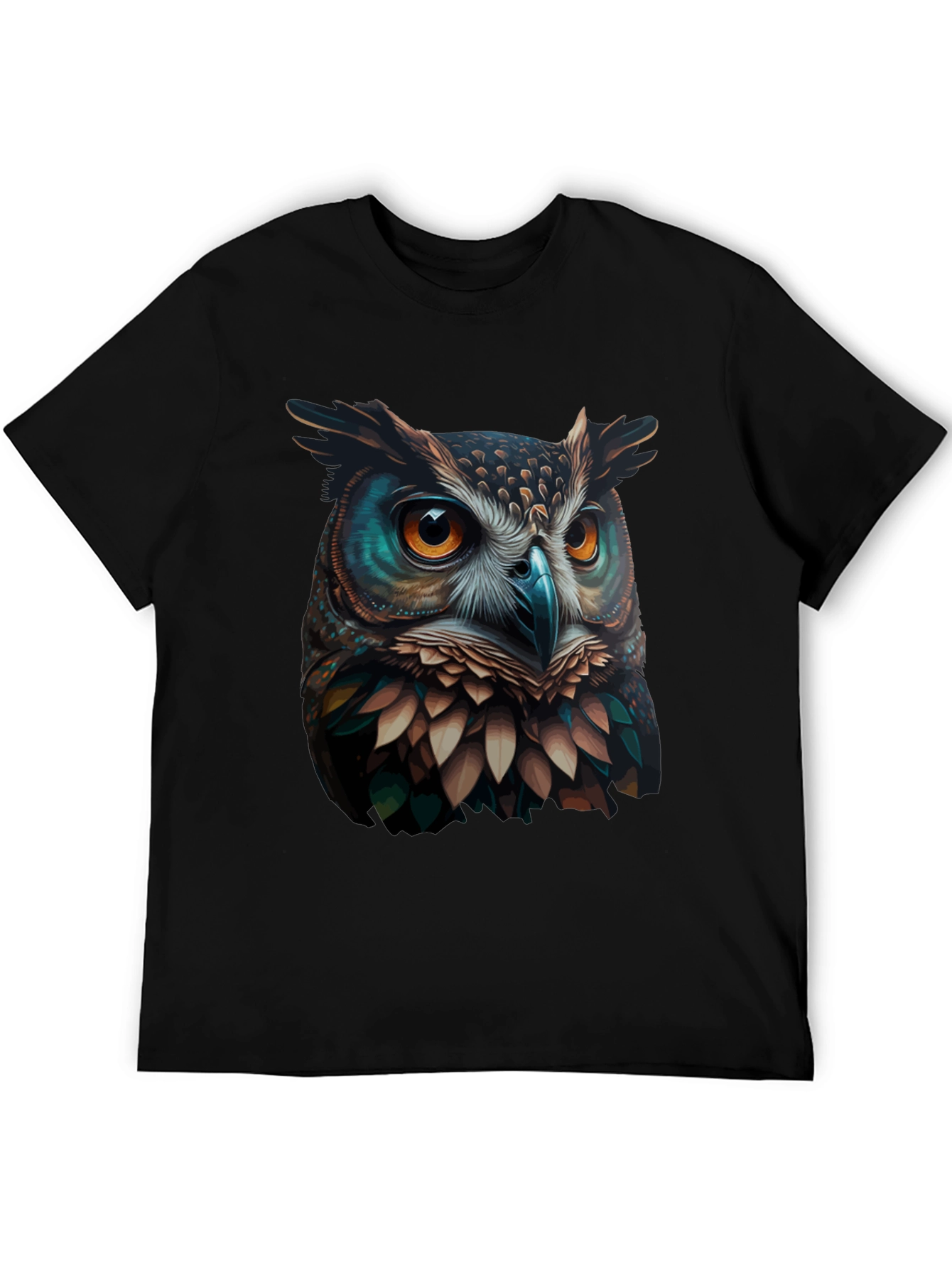 Owl Graphic Print Tee - Mens Black T-Shirt