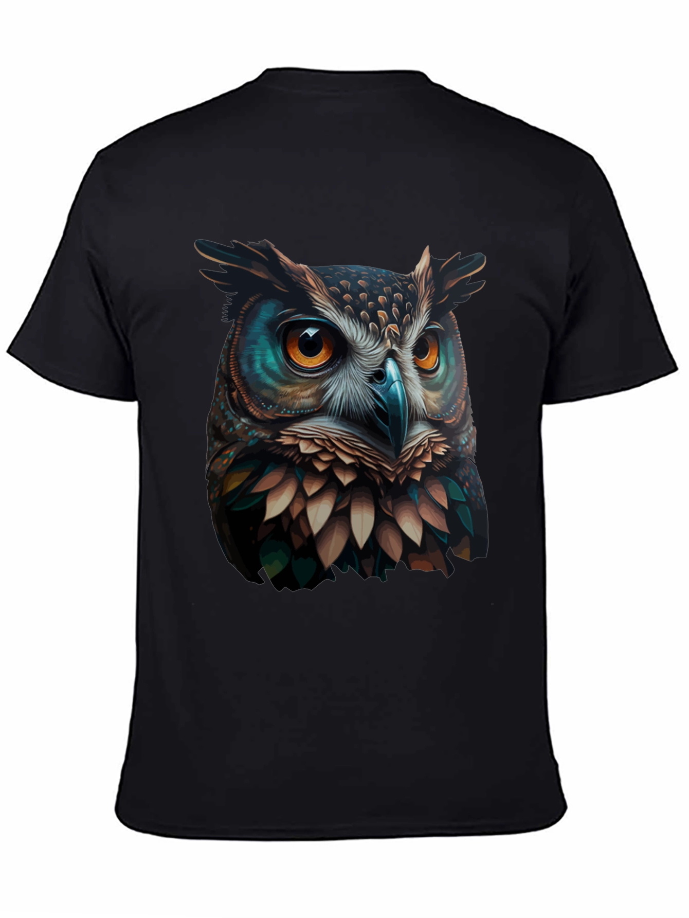 Owl Graphic Print Tee - Mens Black T-Shirt
