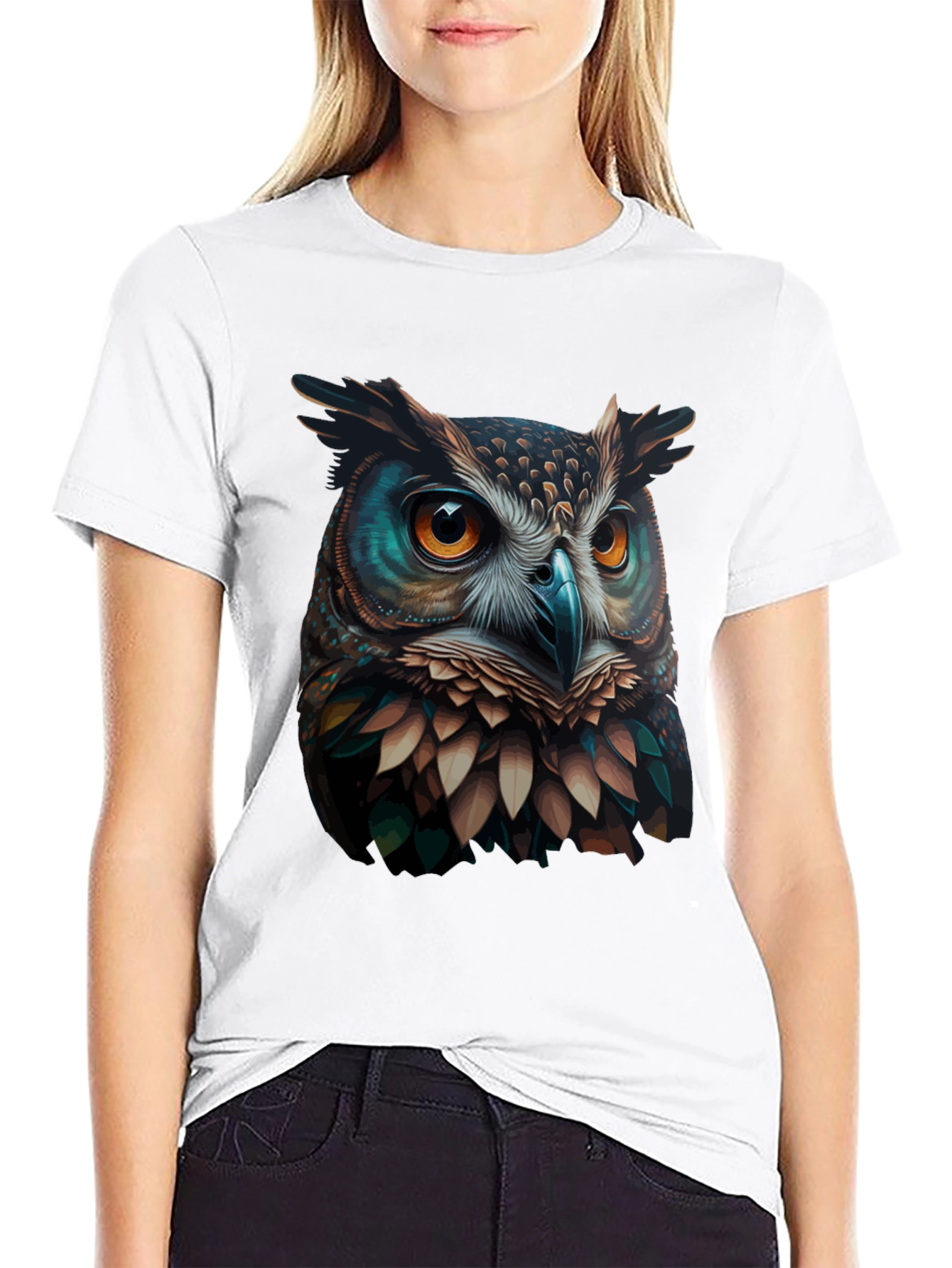 Owl Graphic Print Tee - Mens Black T-Shirt