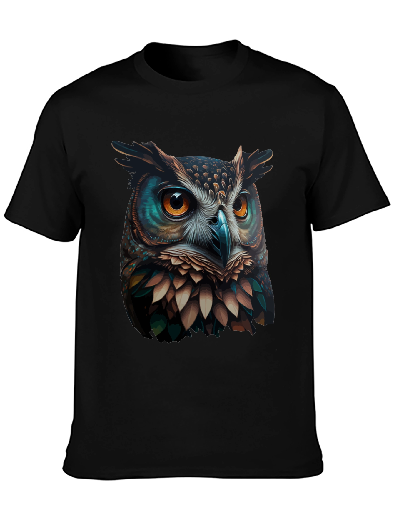 Owl Graphic Print Tee - Mens Black T-Shirt