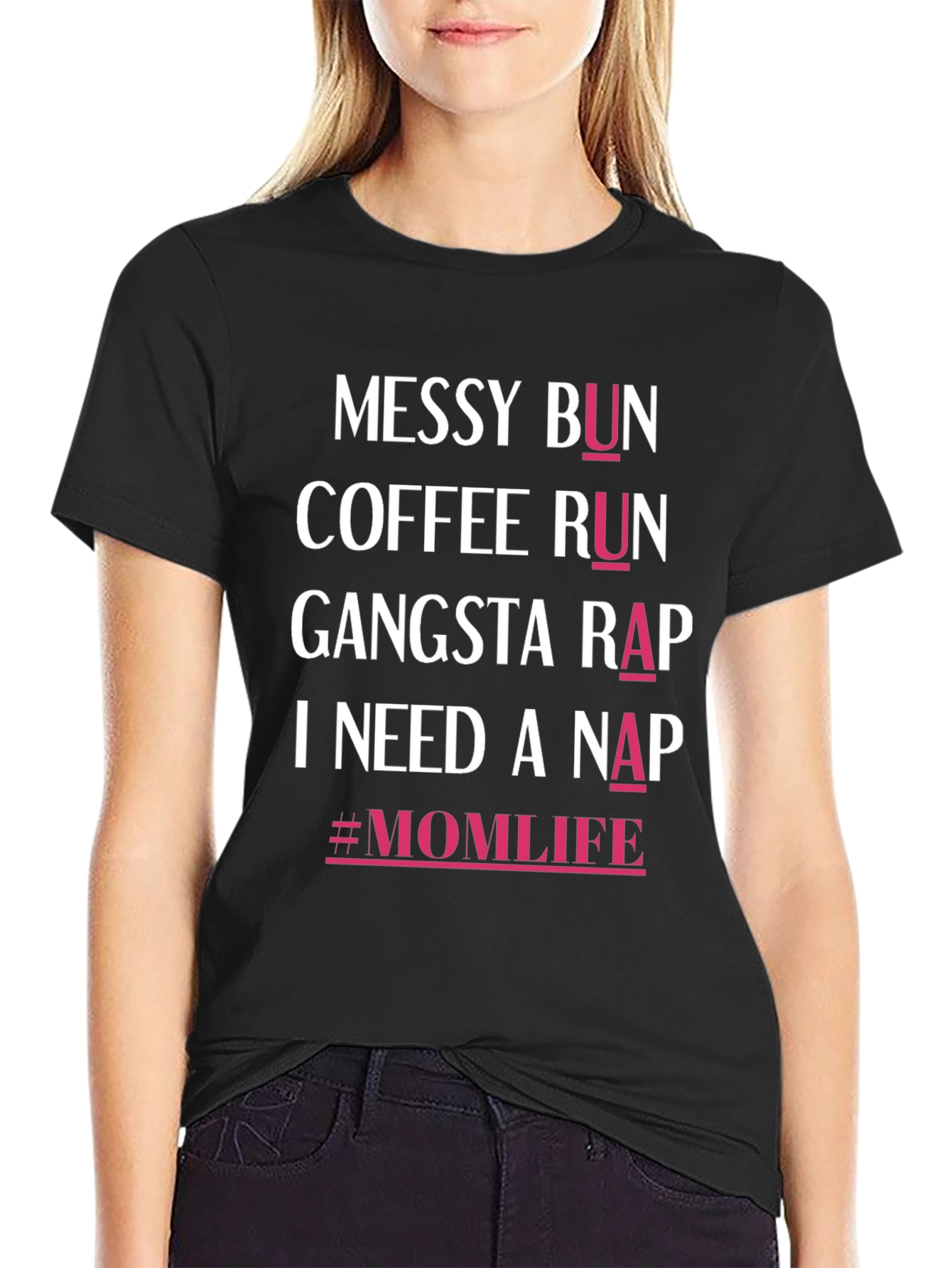 Messy Bun Coffee Run Mom Life T-Shirt