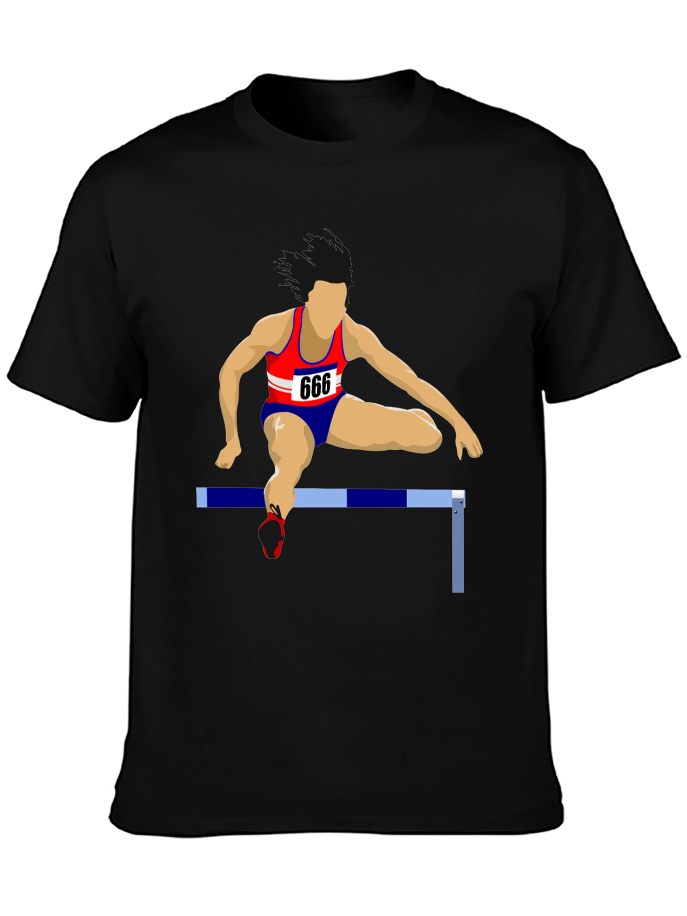 Mens Black T-Shirt with Hurdler Design