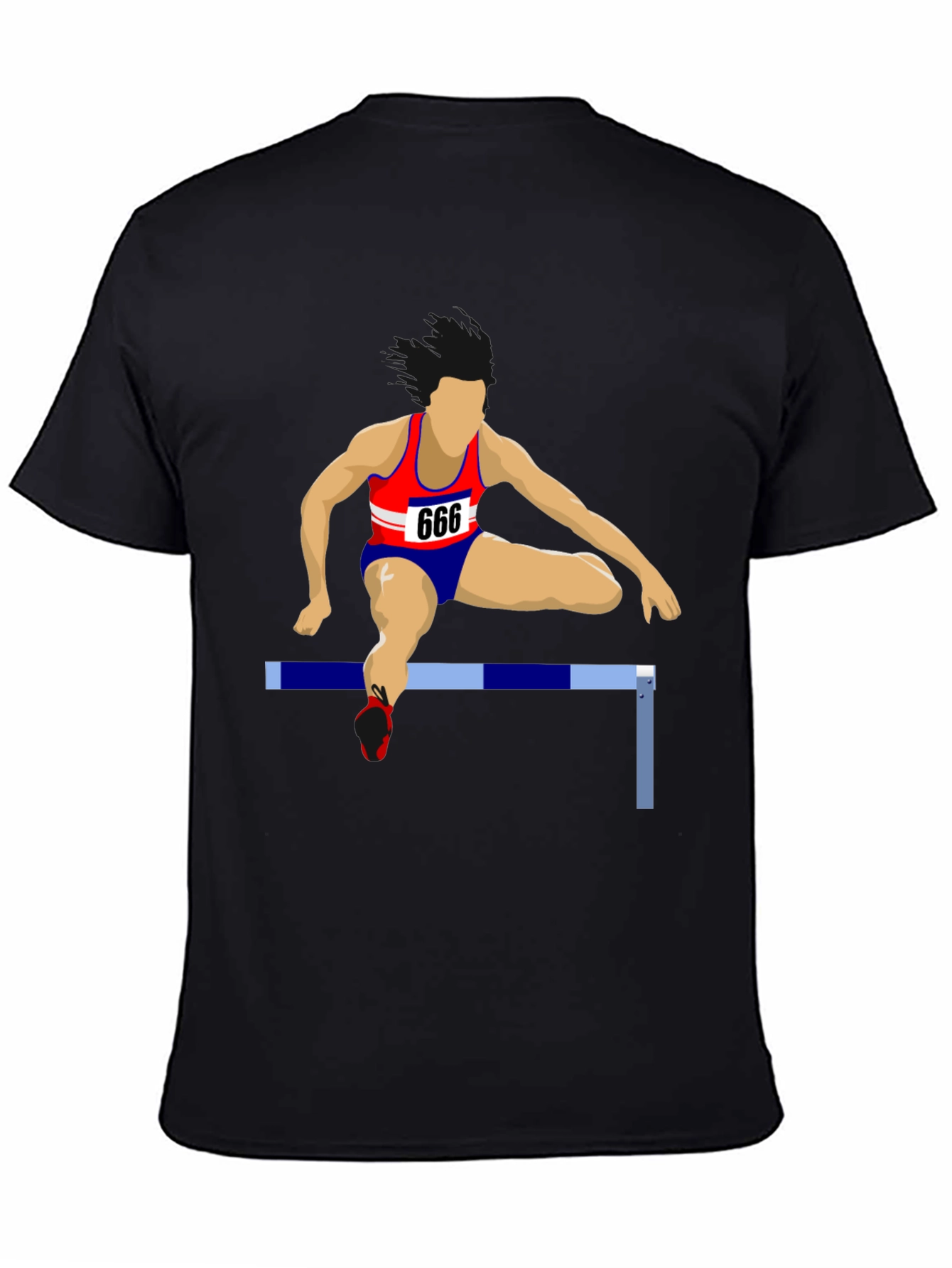 Mens Black T-Shirt with Hurdler Design