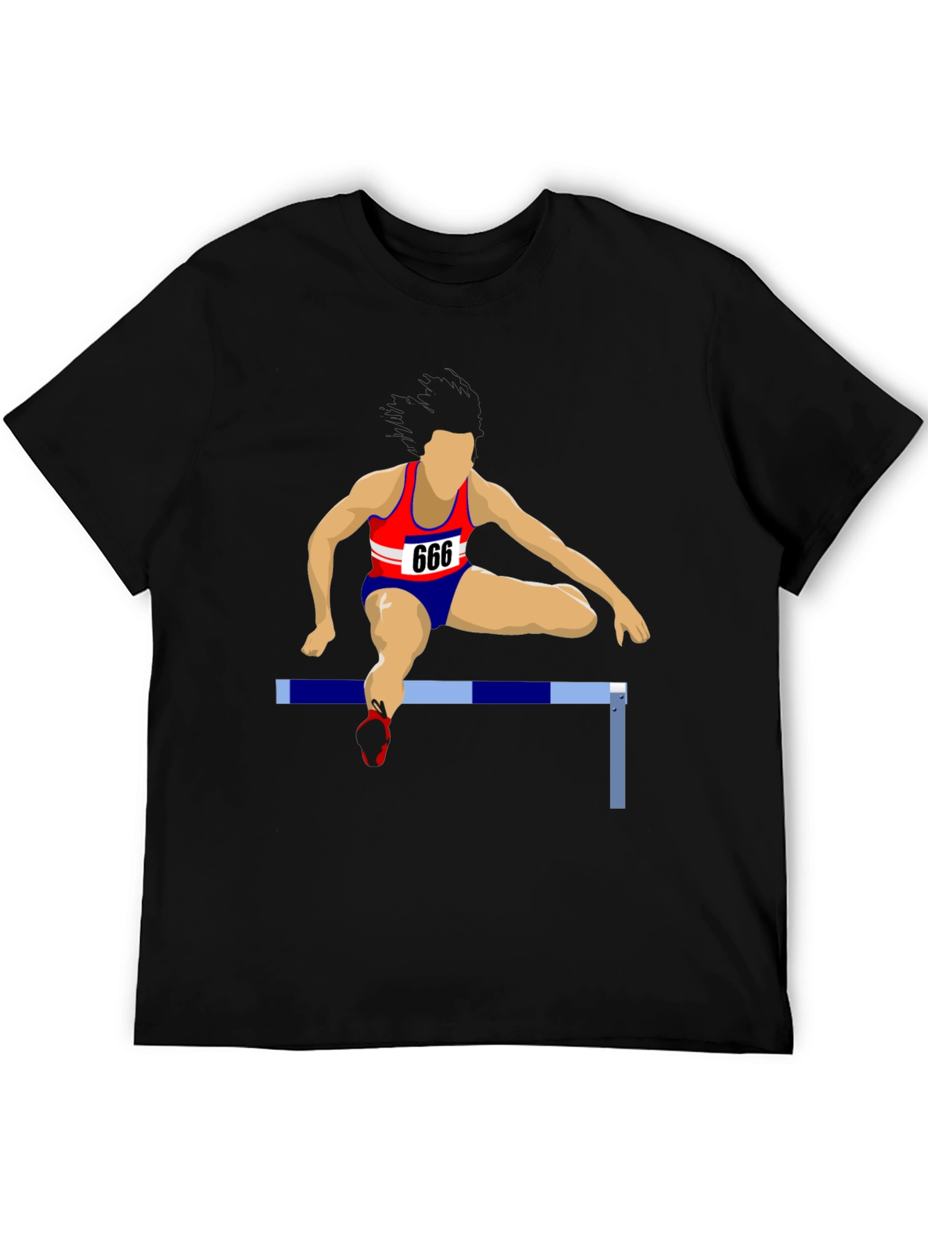Mens Black T-Shirt with Hurdler Design