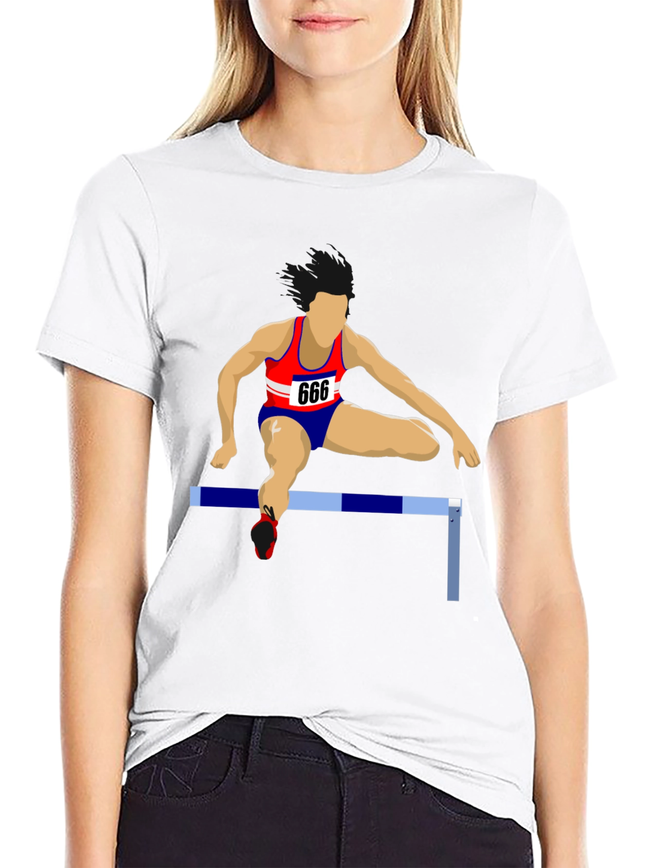 Mens Black T-Shirt with Hurdler Design