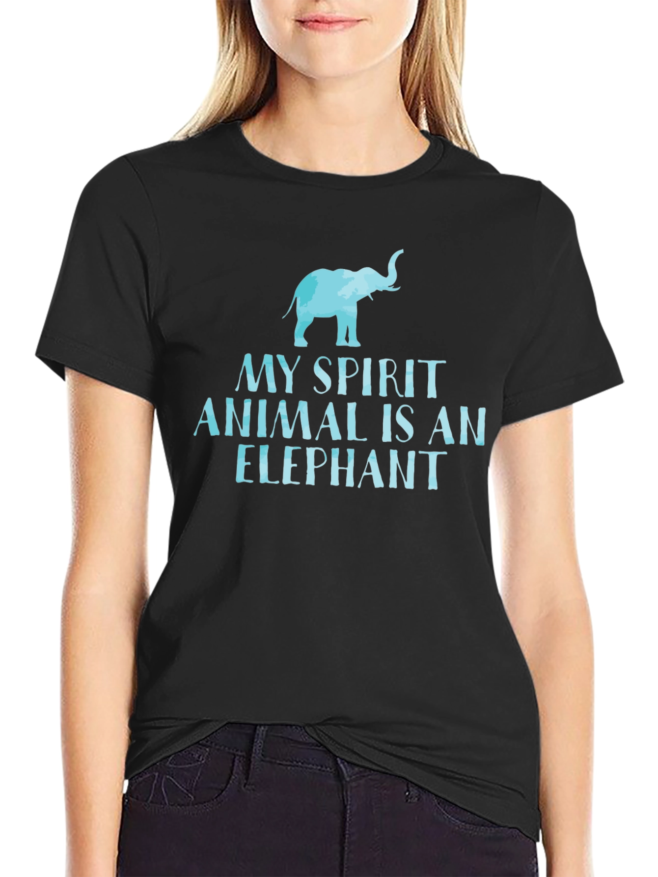 Elephant Spirit Animal Graphic T-Shirt - Black Cotton Tee