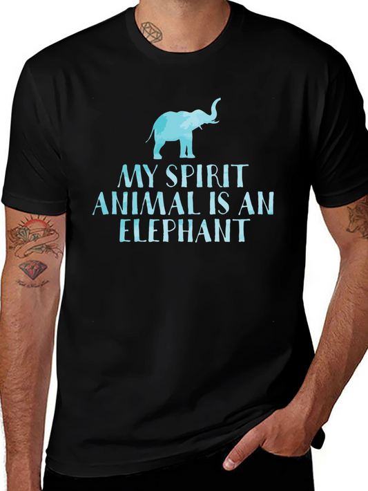 Elephant Spirit Animal Graphic T-Shirt - Black Cotton Tee