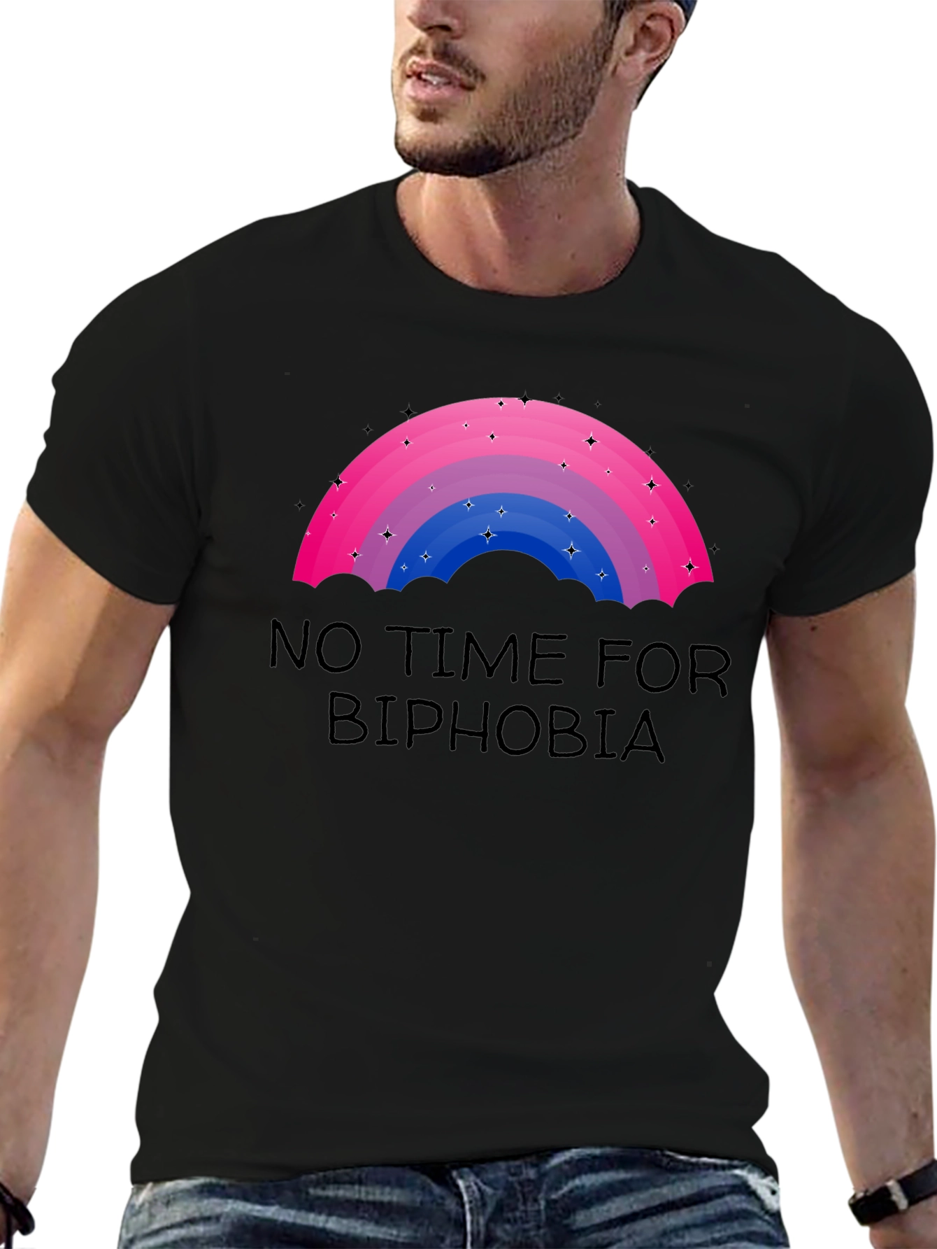 No Time for Biphobia Rainbow Graphic Tee