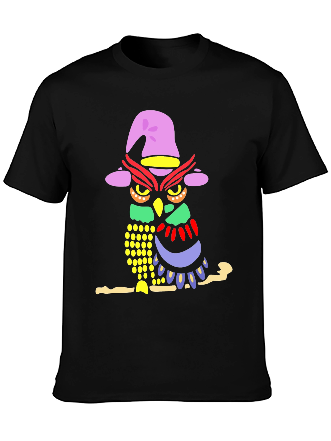 Whimsical Owl Graphic Tee - Mens Black T-Shirt