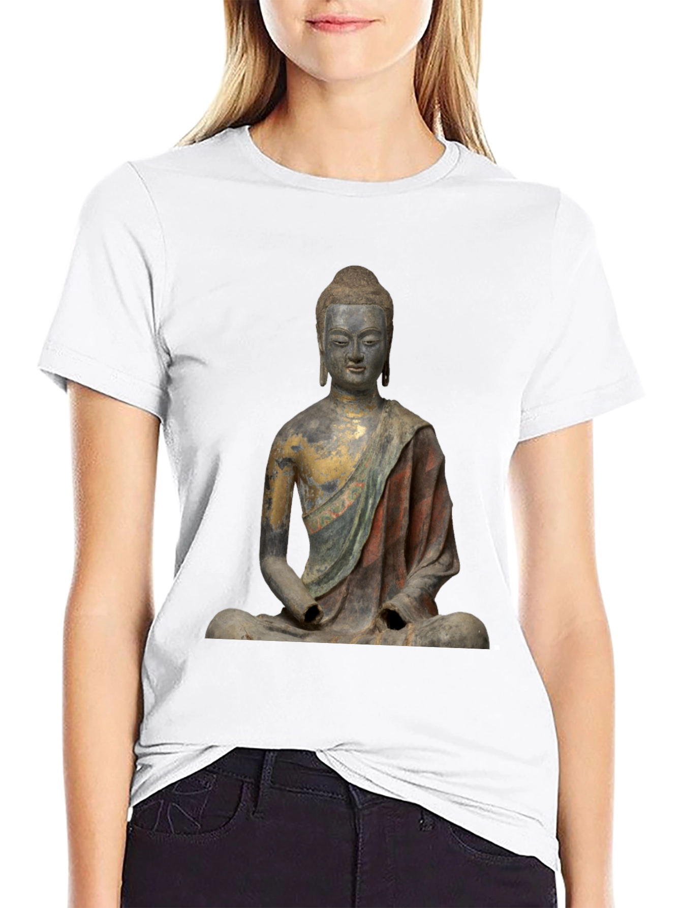 Buddha Statue T-Shirt - Unique Artistic Design