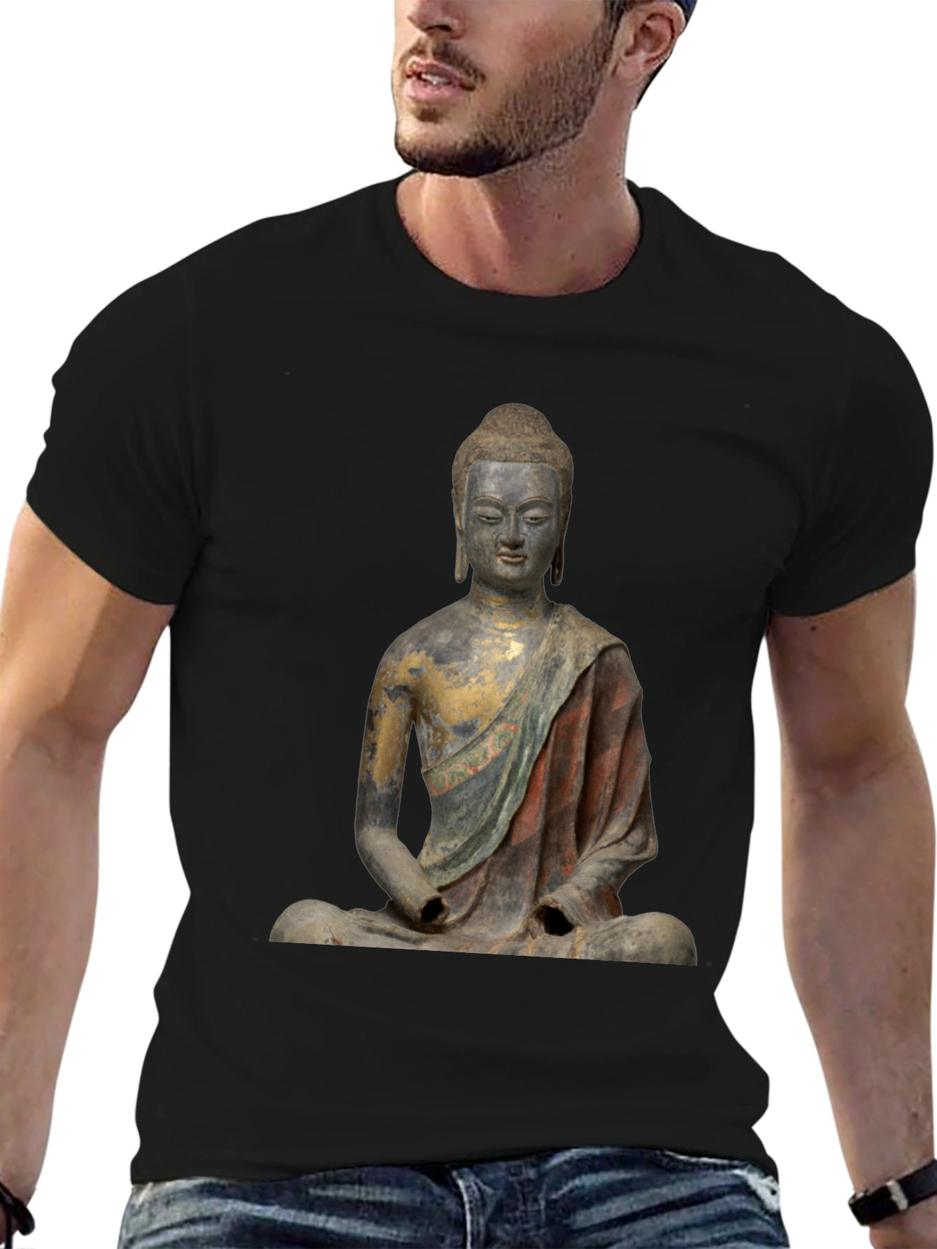 Buddha Statue T-Shirt - Unique Artistic Design