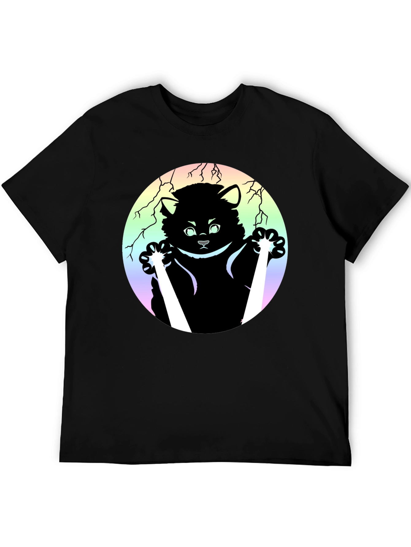 Kawaii Cat & Dagger Graphic Tee - Black